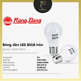 Bóng Led tròn Rạng Đông [3W - 5W - 7W - 9W - 12W - 15W] - [Ánh sáng Trắng/Vàng