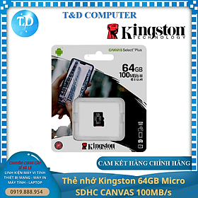 Thẻ nhớ Kingston 64GB microSD Class10 - Hàng chính hãng FPT Phân Phối