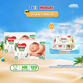 Combo 2 Tã/Bỉm dán sơ sinh Huggies Platinum NatureMade S82/NB60