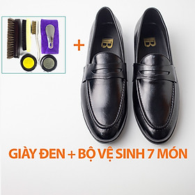 Giày lười da nam công sở Bụi Leather G120 - Da bò Nappa cao cấp - Bảo hành 12 tháng - 43 - Màu đen  Bộ vệ sinh