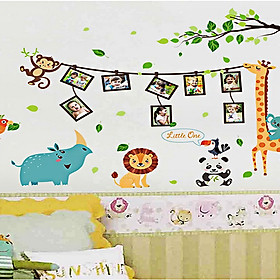 Decal dán tường - Khung ảnh hươu cao cổ