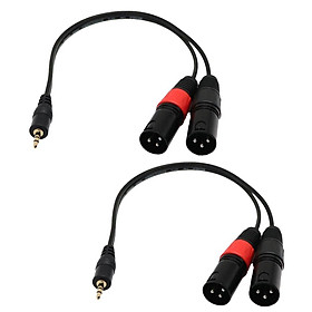 2 Pieces 1Ft 1/8'' 3.5mm Stereo Male Plug TRS Audio to Dual 2 3pin XLR Male Cable Splitter