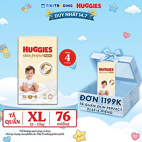 Tã quần Huggies Skin Perfect Mega Jumbo XL72+4 miếng với 2 vùng thấm giảm kích ứng da
