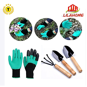 Mua Bộ Dụng Cụ Làm Vườn Chuyên Dụng (Găng Tay Làm Vườn Móng Vuốt Và 3 Dụng Dụ Xẻng Làm Vườn Mini) - Hàng Chính Hãng