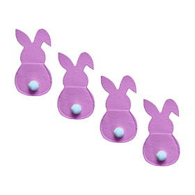 4x Easter Cutlery Bag Bunny Cutlery Holder Universal for Table Ornaments
