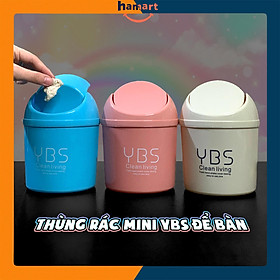 Thùng Rác Mini Để Bàn YBS Thùng Rác Nhỏ Cute Có Nắp Đậy Tiện Lợi 3 Màu Lựa Chọn