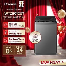 Máy giặt Hisense 8kg WTZQ8012UT Giặt Eco tiết kiệm điện năng, bảo hành 24 tháng - HÀNG CHÍNH HÃNG