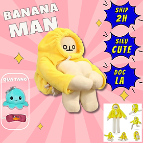 Thú nhồi bông người chuối trầm cảm banaman - Size 36cm- Quà tặng người chuối trầm cảm banaman dễ thương êm mịn- Gối ôm co giãn bốn chiều