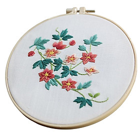 Embroidery starter Kit, Flower Pattern Cross Stitch for Beginners Adults, with Embroidery Hoop Cloth Thread Needlepoint Kit Floral Series