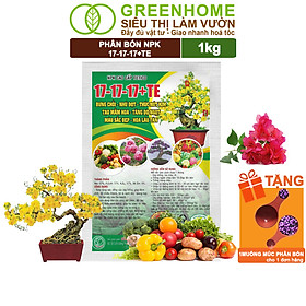 Mua Phân Bón NPK 17-17-17+TE  Greenhome  Gói 1kg  Bung Chồi Đọt  Thúc Nút Kim  Tạo Mầm Dưỡng Hoa