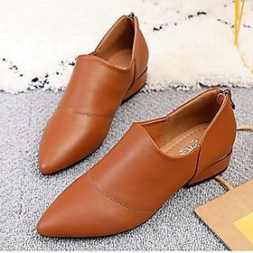 Giày boot nữ cao cấp cổ thấp phong cách sành điệu 21204 - NÂU,38