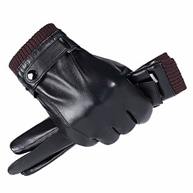 Găng tay nam mùa đông cảm ứng điện thoại lót nỉ lông ấm áp, chất liệu da PU cao cấp không bong nổ GTN9