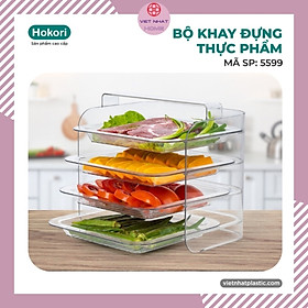 Bộ Khay Nhựa Đựng Thực Phẩm 4 Tầng -Dru Hàng Chính Hãng