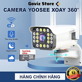 Camera Wifi Yoosee 3.0 Mpx Full HD, Dòng Ngoài Trời Xoay 360° 4 râu 20 LED Xem Đêm Có Màu-Đàm Thoại 2 Chiều-Phát Hiện Chuyển Động Chống Trộm-Hàng Nhập Khẩu - Camera kèm thẻ 64G