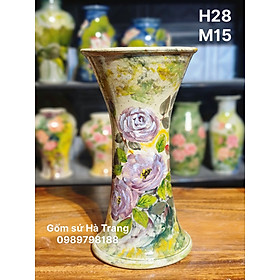 Mua Lọ hoa gốm sứ Bát Tràng cao cấp vuốt tay độc bản vẽ tay cao 28cm