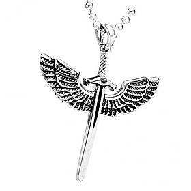 2X Vintage Women Stainless Steel Angel Pendant Necklace Chain Jewelry