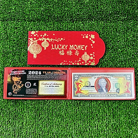 Tờ lưu niệm 2 Đô Hình Con Rồng Mạ Vàng 2024 - SP007069