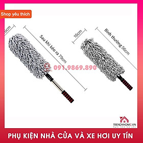 Hình ảnh Phụ kiện ô tô Cây chổi lau bụi bằng sợi dầu, cán dài kim loại rửa xe, dọn nội thất cho xe hơi,xe otô,xe tải sạch sẽ (RX0