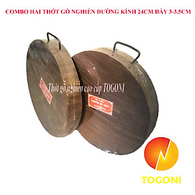 Mua Combo 2 THỚT GỖ NGHIẾN cao cấp TOGONI 24cm dày 3.5cm- Không tâm