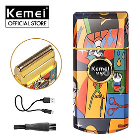 Máy cạo râu KEMEI KM-RS7098 lưỡi nổi 3D công suất mạnh 5W, sạc USB nhanh 1.5 giờ pin trâu, thiết kế hoa văn trẻ trung theo phong cách màu sắc TREND GRAFFITI size mini - hãng phân phối chính thức