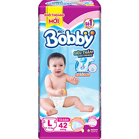 Tã Dán Bobby Siêu Mỏng Thấm Gói Lớn L42 (42 Miếng)