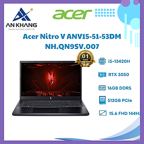 Laptop Acer Gaming Nitro V ANV15-51-53DM NH.QN9SV.007 (Intel Core i5-13420H |RTX 3050| 16GB | 512GB | 15.6 inch FHD | Win 11 | Đen) - HÀNG CHÍNH HÃNG