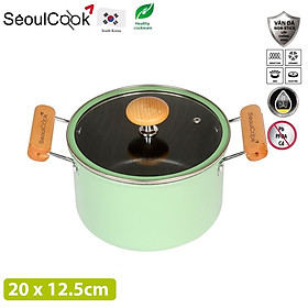 Seoulcook Luxury – Nồi 20cm đáy từ / Induction cao cấp Hàn Quốc, chống dính vân đá an toàn cho sức khỏe, dùng được tất cả các loại bếp