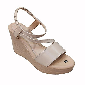 Giày Sandal Nữ Đế Xuồng HA NAM Da Bò Thật Thời Trang Cao Cấp 9cm DNU2155 - Màu Kem - 37