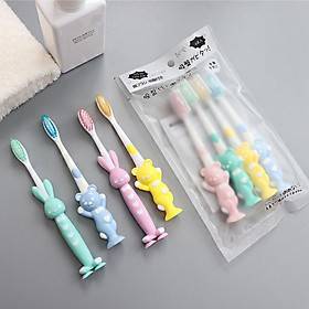 Mua Bộ 4 Bàn Chải Đánh Răng Xuất Nhật Lông Mềm Và Siêu Mảnh Có Nắp Hình Thú Cho Bé Có Chân Hít