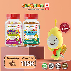 [Voucher 115K] Combo 2 hũ kẹo dẻo dinh dưỡng Gumazing Gummy Vitamin D3 & Canxi + Multivitamin giúp xương chắc khỏe,  tăng cường sức khỏe cho bé