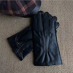 Găng tay nam da dê lót lông cao cấp BHY2221 Cản gió, chống ngấm nước... Bao tay nam lái xe mùa đông