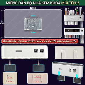 Miếng Dán Kệ Kem Đánh Răng OENON Ecoco Mũi Tên Bộ Nhả Kem Tự Động 3 4 Cốc Kệ Nhà Tắm Treo Tường - 1 Miếng Dán Mũi Tên-2 12x6CM