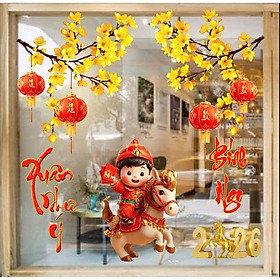 Mua (HCM) Decal dán kính trang trí tết xuân Bính Ngọ 1 Binbin TTT01 decor văn phòng  nhà hàng khách sạn