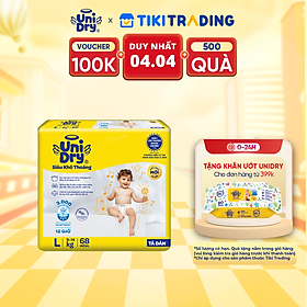 Tã dán em bé Siêu khô thoáng gói Super Jumbo Unidry G6X size L-68 miếng
