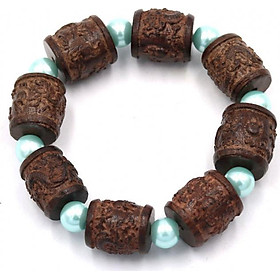 Vòng tay chuỗi hạt trụ rồng gỗ đàn hương TRNT14