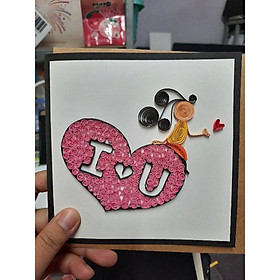 THIỆP QUILLING, THIỆP HANDMADE TRÁI TIM NHIỀU MÀU