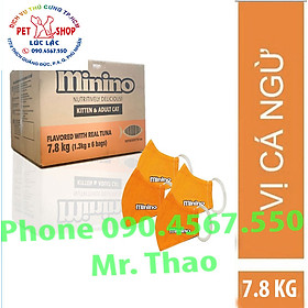 Thức ăn cho mèo Minino Tuna Flavored thùng 7,8kg 6 túi 1,3kg - Tặng 4 khẩu