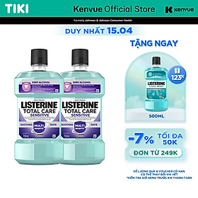 Bộ 2 Nước súc miệng cho răng nhạy cảm Listerine Total Care Sensitive Soothing Taste 750ml/chai