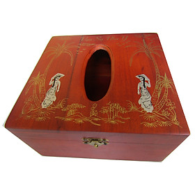 Mua Hộp Khăn Giấy Vuông Gỗ Hương Trạm Khảm Thiếu Nữ SiZe Lớn