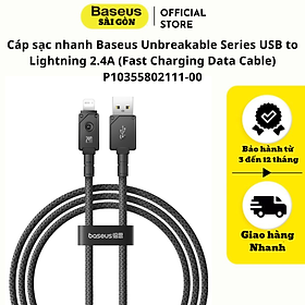 Cáp sạc nhanh Baseus Unbreakable Series USB to Light-ning 2.4A (Fast Charging Data Cable) P10355802111-00- Hàng chính hãng