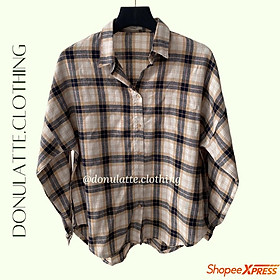 Áo sơ mi caro nữ sọc lớn dáng fit dài tay kiểu dáng basic nhiều màu sắc - donulatte.clothing Caro Shirt Freesize