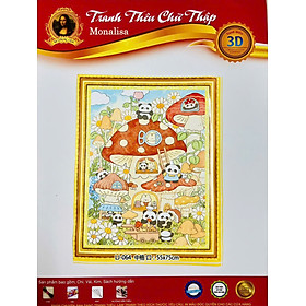 Mua Tranh thêu kín Gấu trúc dễ thương LJ064  kích thước 55x75 cm  11ct thêu kín 3 sợi