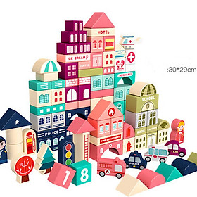 Bộ xếp hình bằng gỗ mô hình thành phố