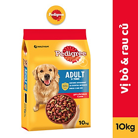 PEDIGREE Thức ăn cho chó lớn dạng hạt vị bò và rau củ 10kg 1 túi