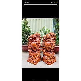 Tượng phật di lặc ngũ phúc bằng gỗ hương đá kt cao 100×48×48cm