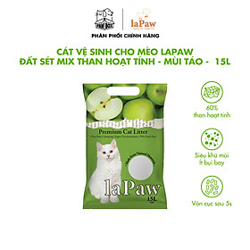 Cát vệ sinh cho mèo laPaw đất sét mix than hoạt tính siêu vón cục, siêu khử mùi, thơm lâu, ít bụi 15L