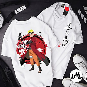 Áo thun trắng Anime, Manga Naruto hoa anh đào, Unisex Nam Nữ có Size áo từ 25-95kg