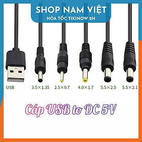 Dây Cáp Chuyển USB 5V to DC Jack 5.5 / 4.0 / 3.5 / 2.5mm Cho Quạt Sạc, Đèn Sạc, Đèn LED - Hàng Chính Hãng NAVIVU
