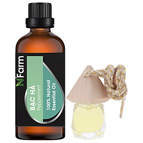 Combo Tinh Dầu Bạc Hà N'farm 50ml + Tinh dầu Bạc Hà treo xe hơi, tủ áo 10ml