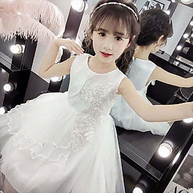 DONGSHOP Váy mùa hè cho bé gái 2023 Váy công chúa siêu xinh xắn Váy lụa phương Tây Váy trẻ em